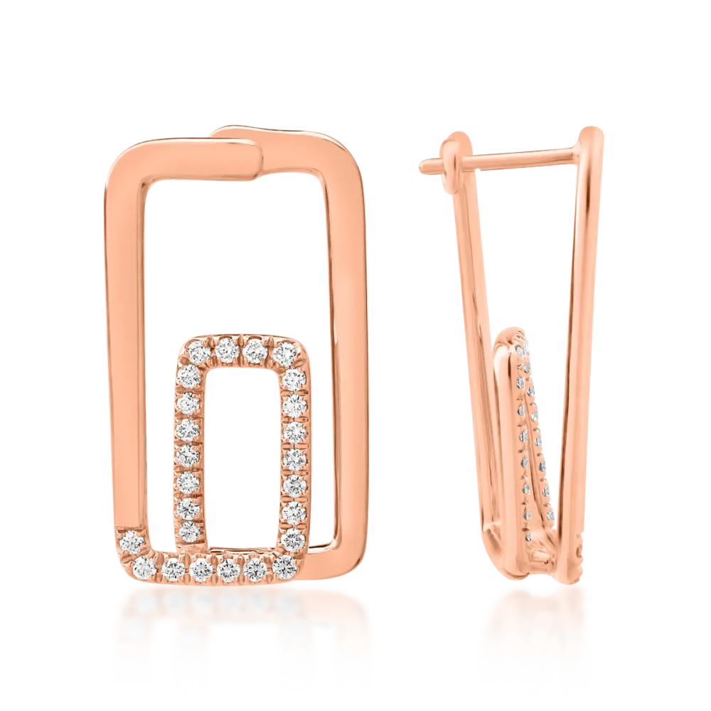 Cercei din aur roz cu diamante de 0.52ct - imagine 3