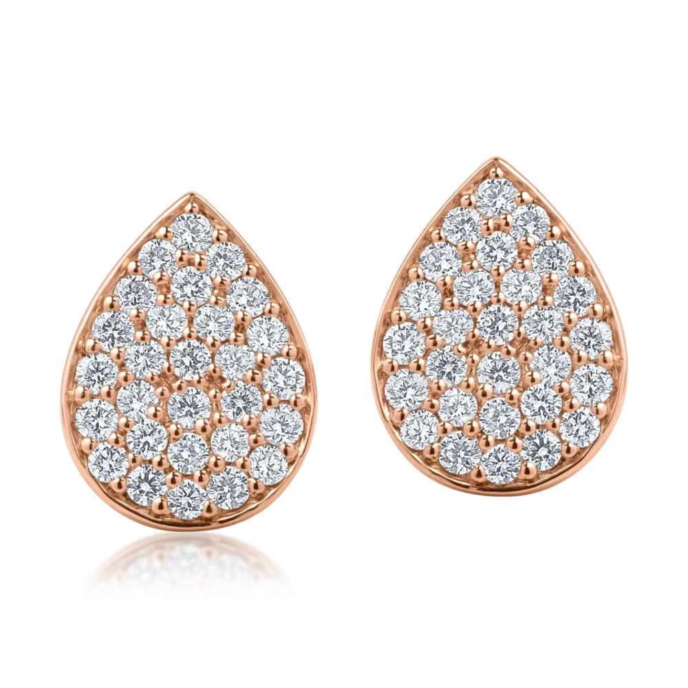 Cercei din aur roz cu diamante de 0.78ct - imagine 2