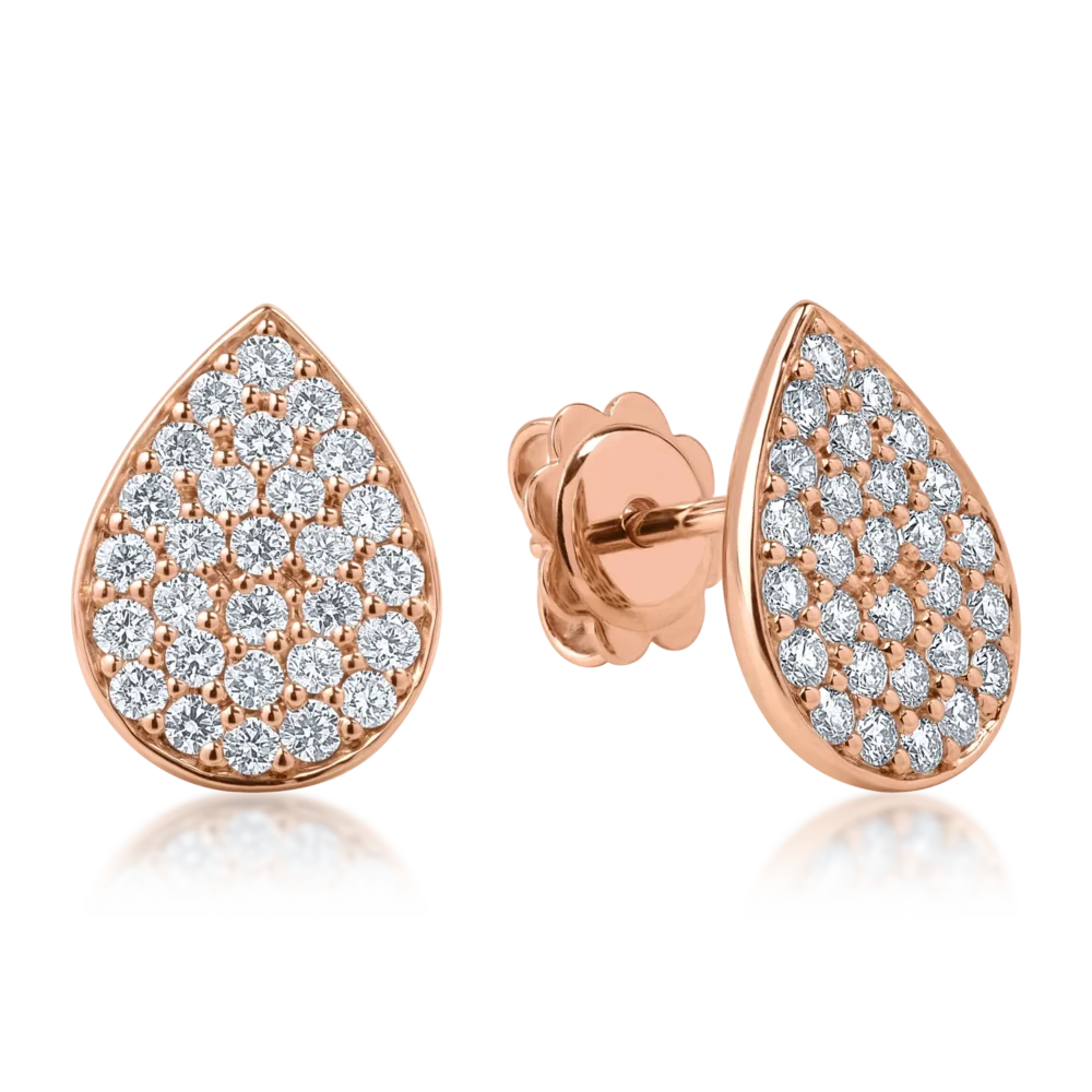 Cercei din aur roz cu diamante de 0.78ct