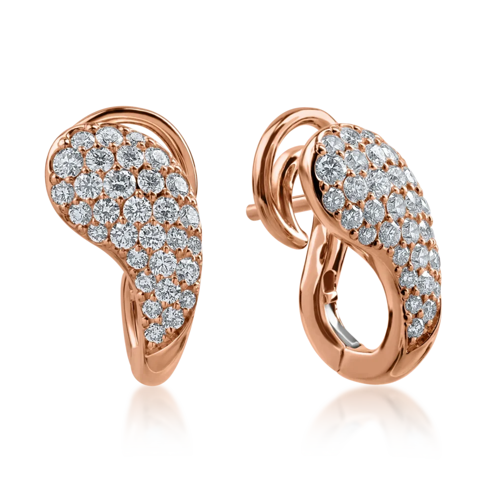 Cercei din aur roz cu diamante de 0.92ct