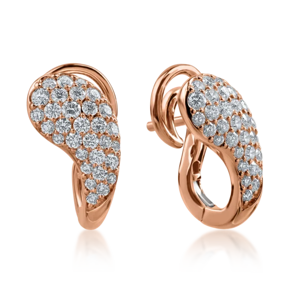 Cercei din aur roz cu diamante de 0.92ct