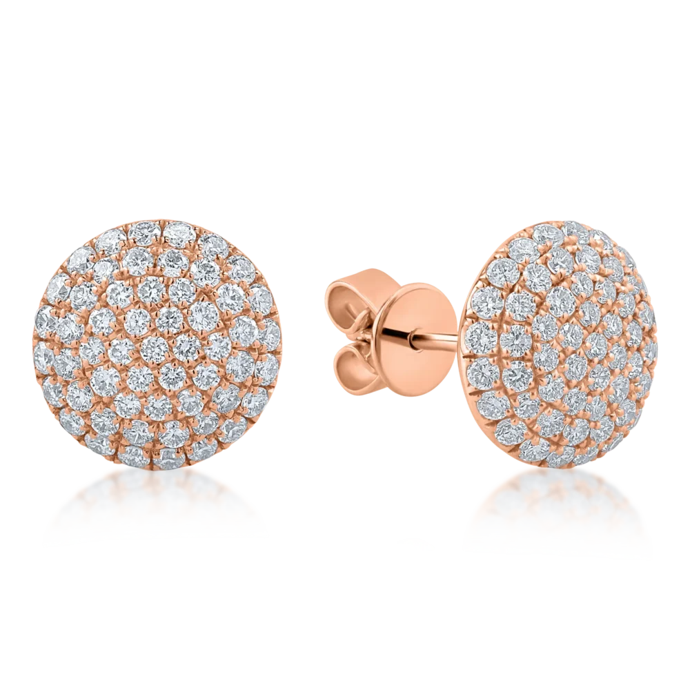 Cercei din aur roz cu diamante de 1.01ct