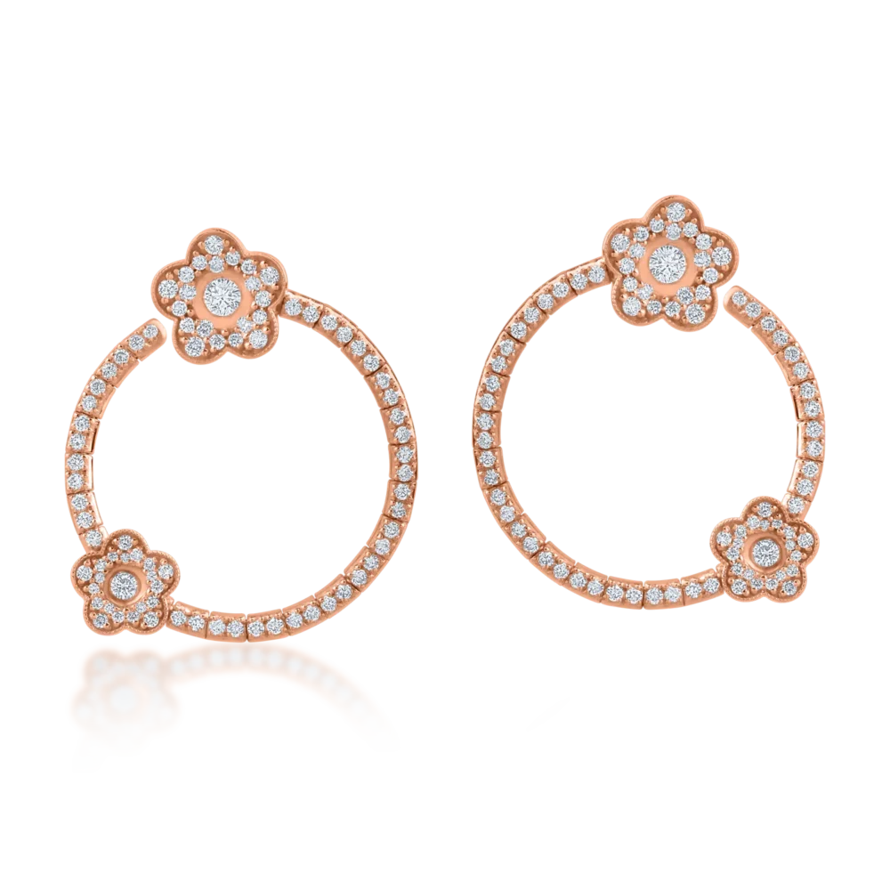 Cercei din aur roz cu diamante de 1.17ct - imagine 2