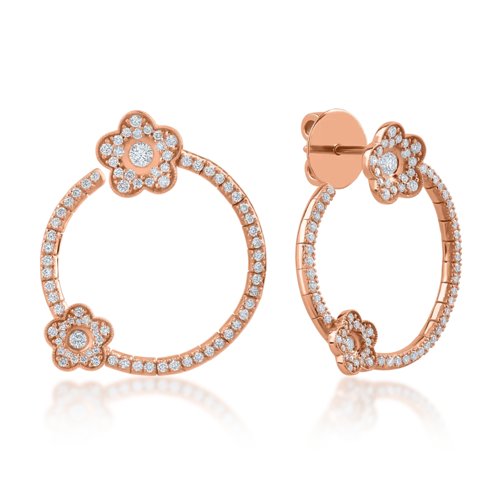 Cercei din aur roz cu diamante de 1.17ct