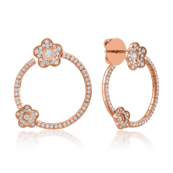 Cercei din aur roz cu diamante de 1.17ct