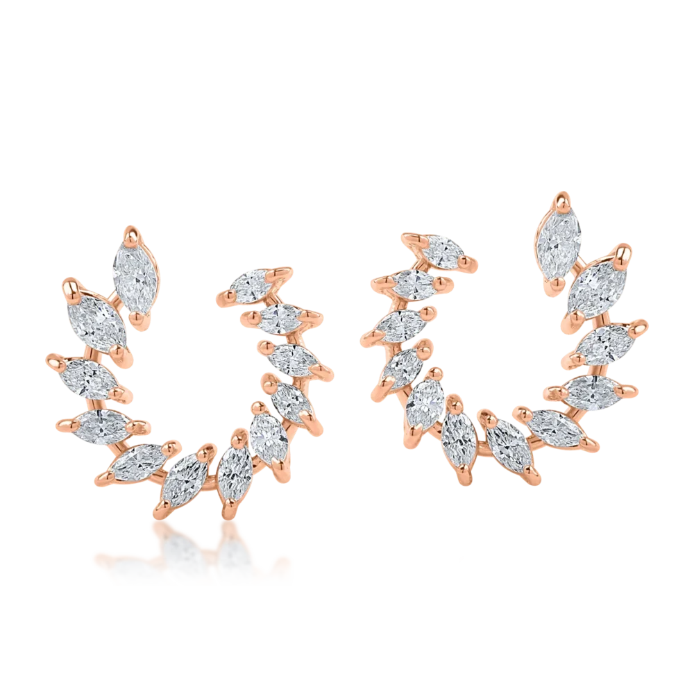 Cercei din aur roz cu diamante pear de 1.17ct - imagine 2