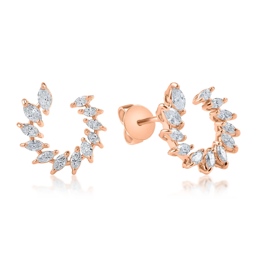 Cercei din aur roz cu diamante pear de 1.17ct