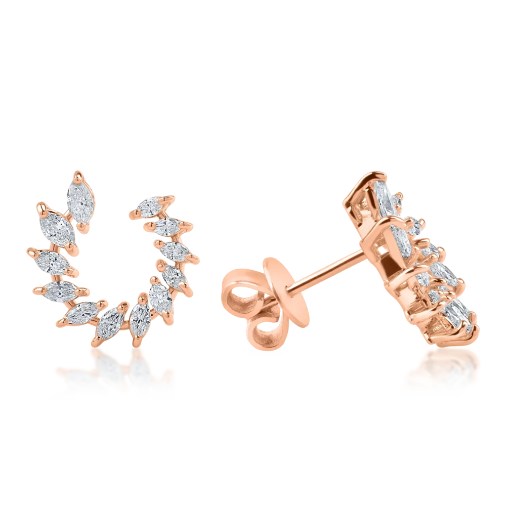 Cercei din aur roz cu diamante pear de 1.17ct - imagine 3