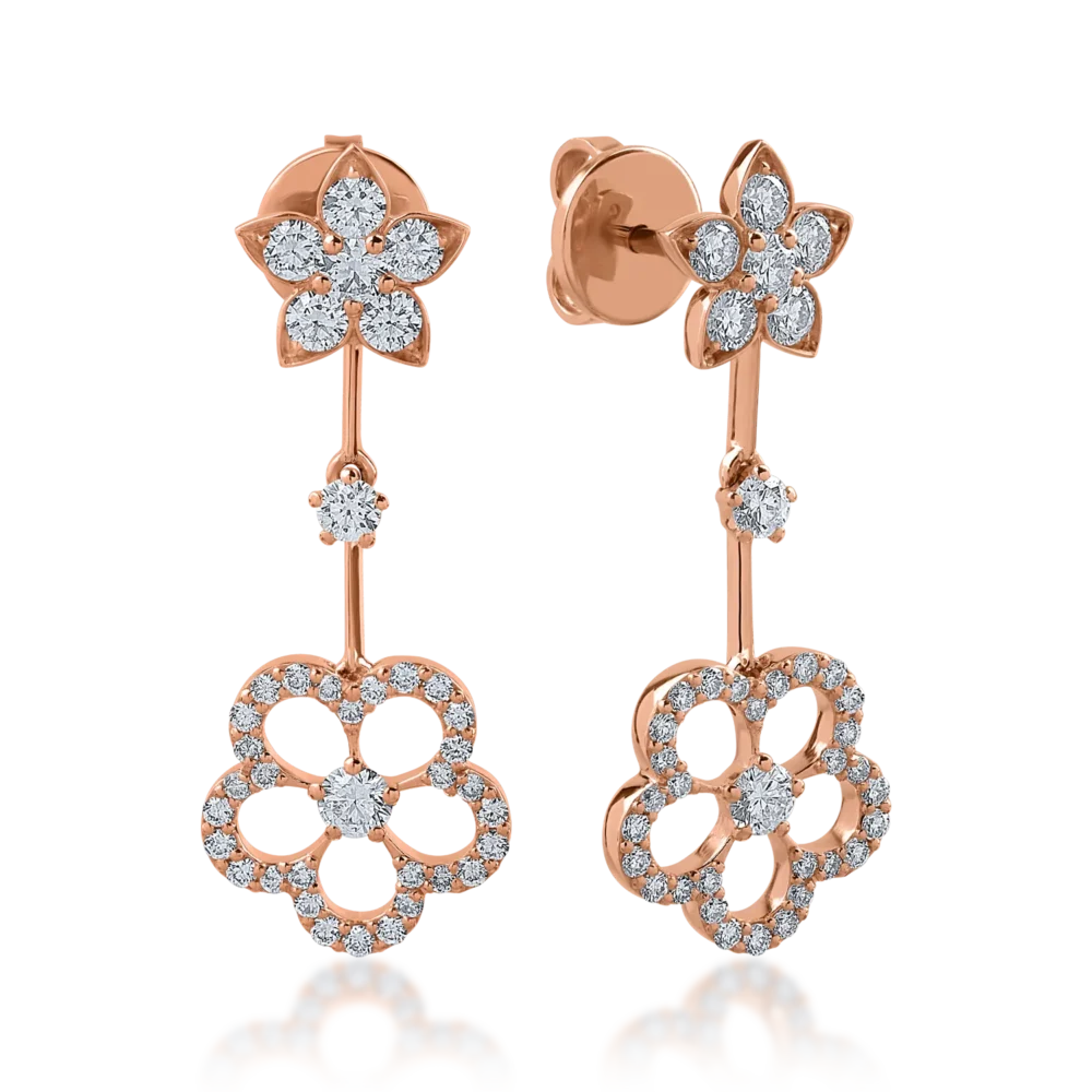 Cercei din aur roz cu diamante de 1.18ct