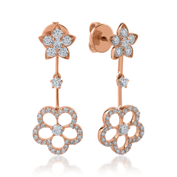 Cercei din aur roz cu diamante de 1.18ct