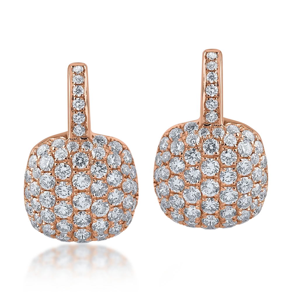 Cercei din aur roz cu diamante de 1.65ct - imagine 2