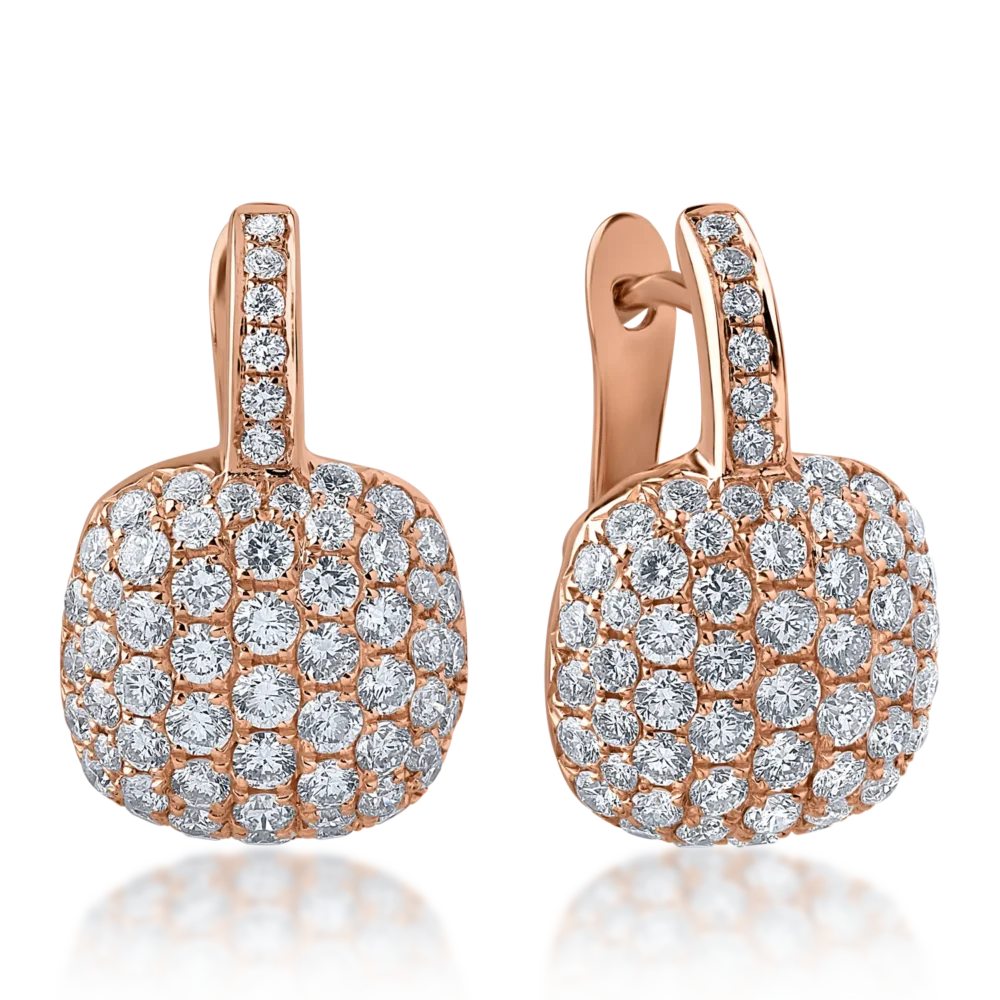 Cercei din aur roz cu diamante de 1.65ct