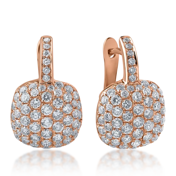 Cercei din aur roz cu diamante de 1.65ct