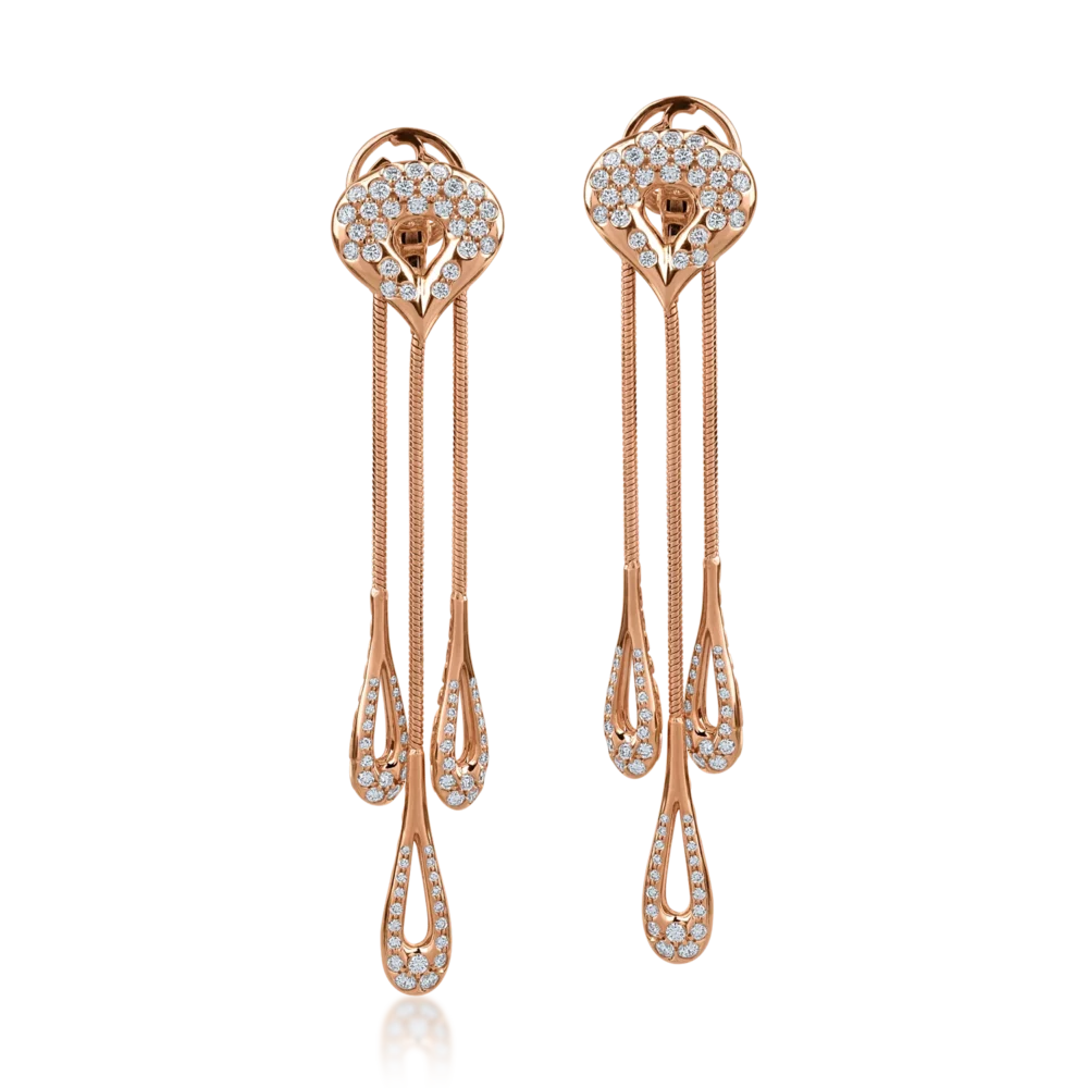 Cercei din aur roz cu diamante de 1.76ct - imagine 2