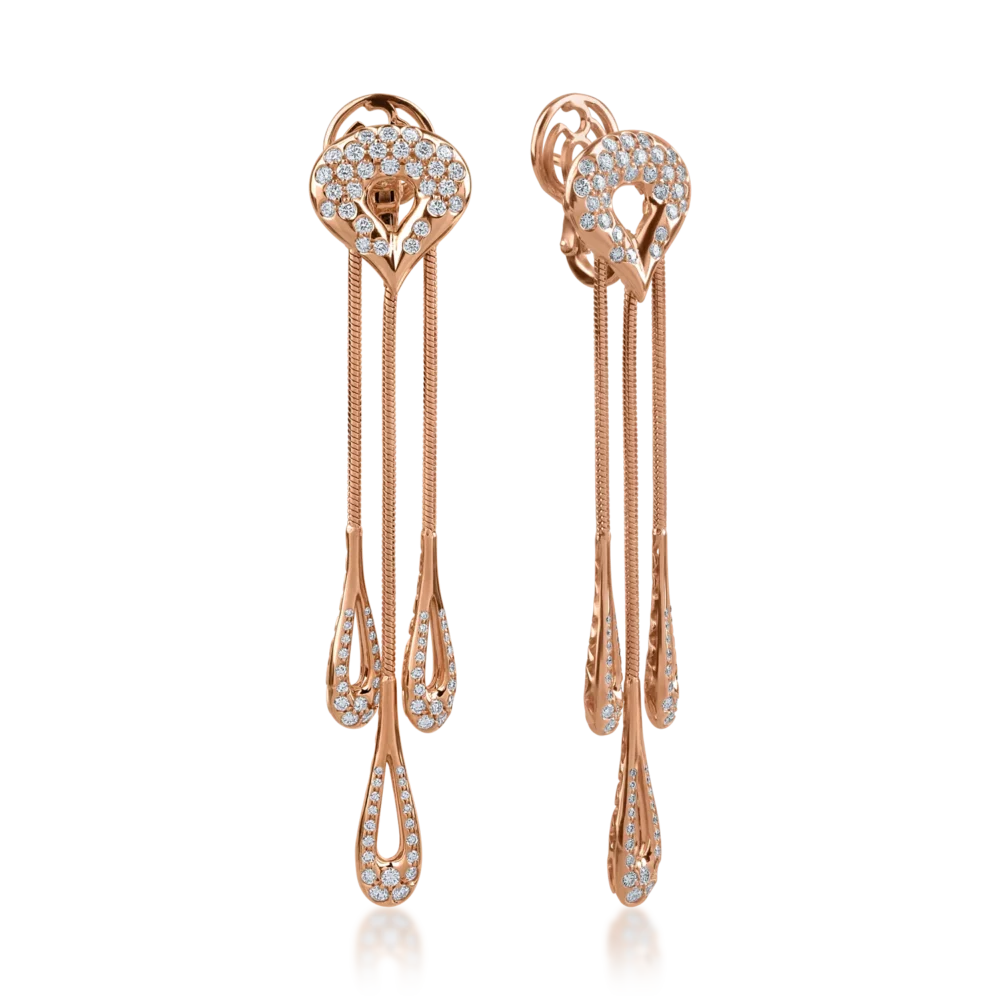 Cercei din aur roz cu diamante de 1.76ct