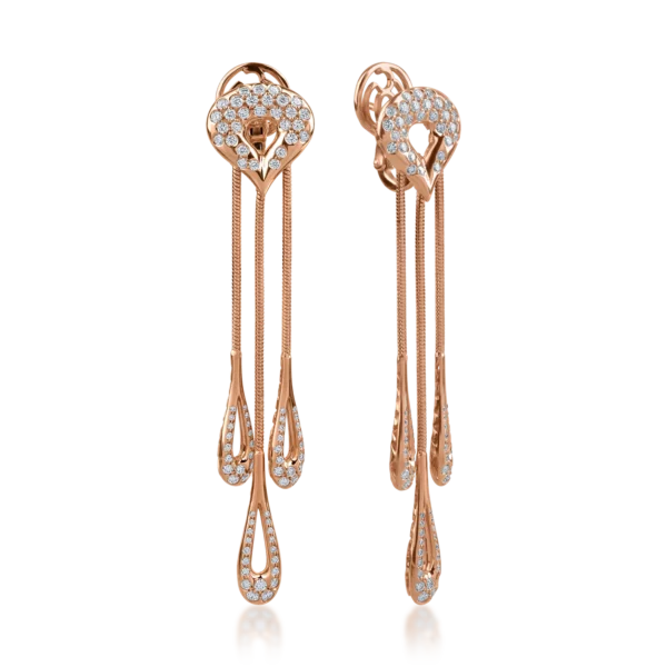 Cercei din aur roz cu diamante de 1.76ct