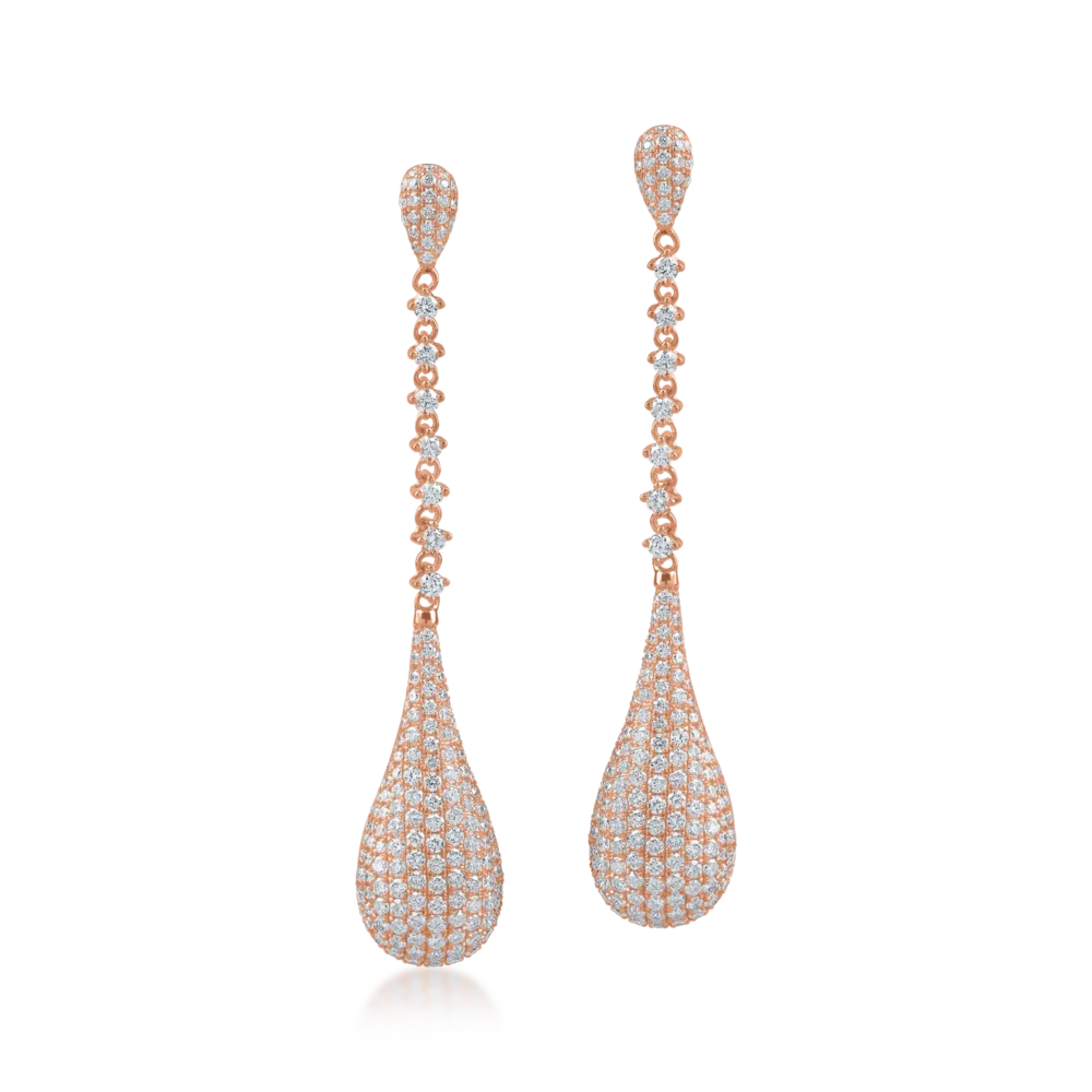 Cercei din aur roz cu diamante de 1.7ct - imagine 2