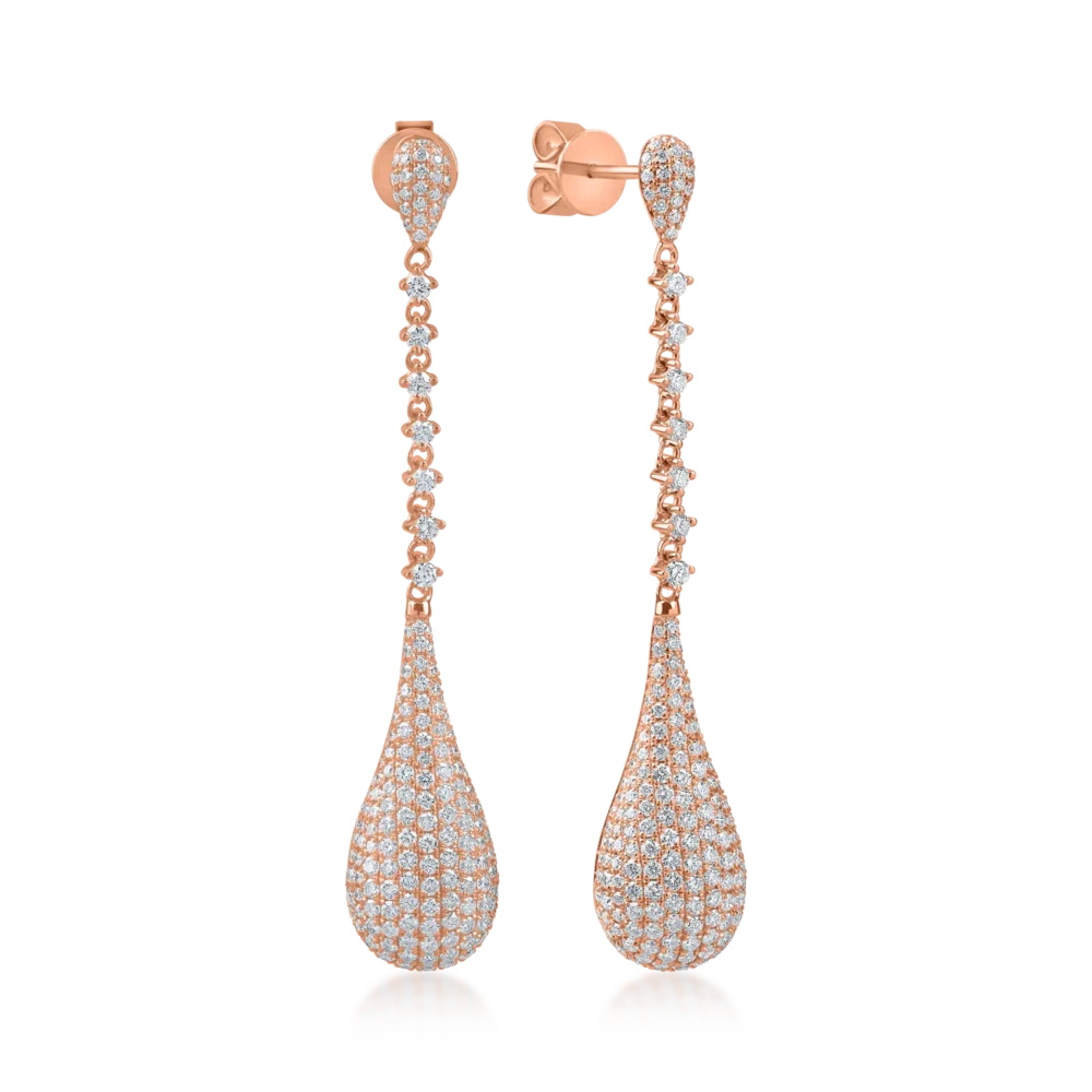 Cercei din aur roz cu diamante de 1.7ct