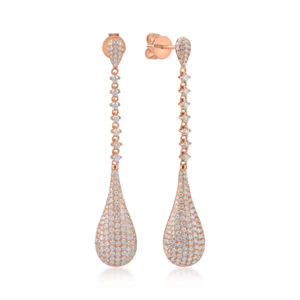 Cercei din aur roz cu diamante de 1.7ct