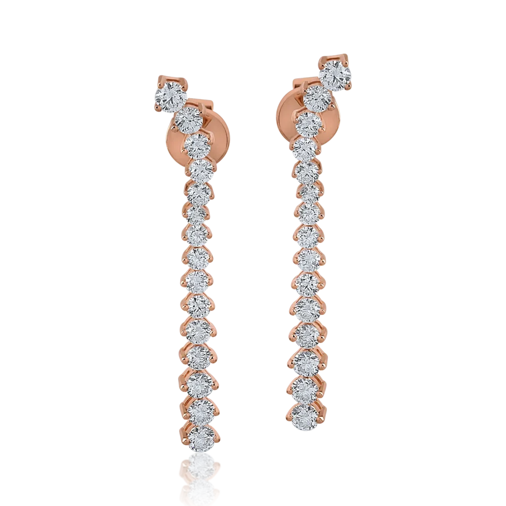 Cercei din aur roz cu diamante de 1.93ct - imagine 2