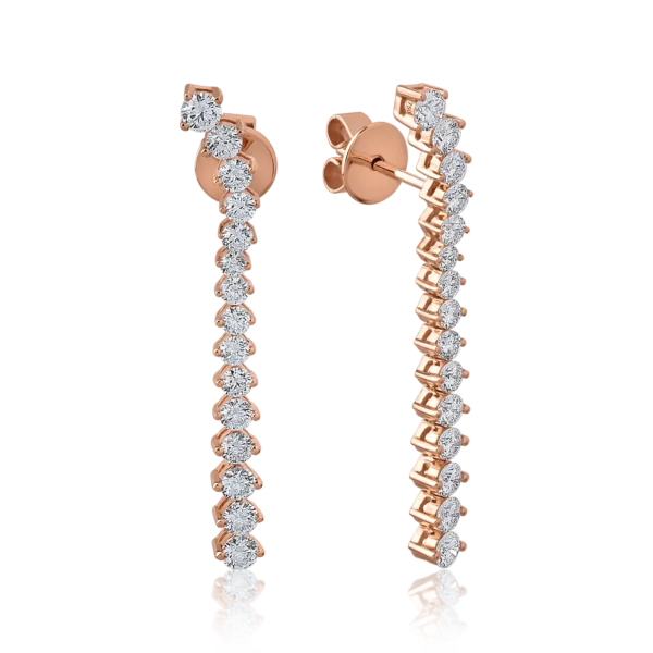 Cercei din aur roz cu diamante de 1.93ct