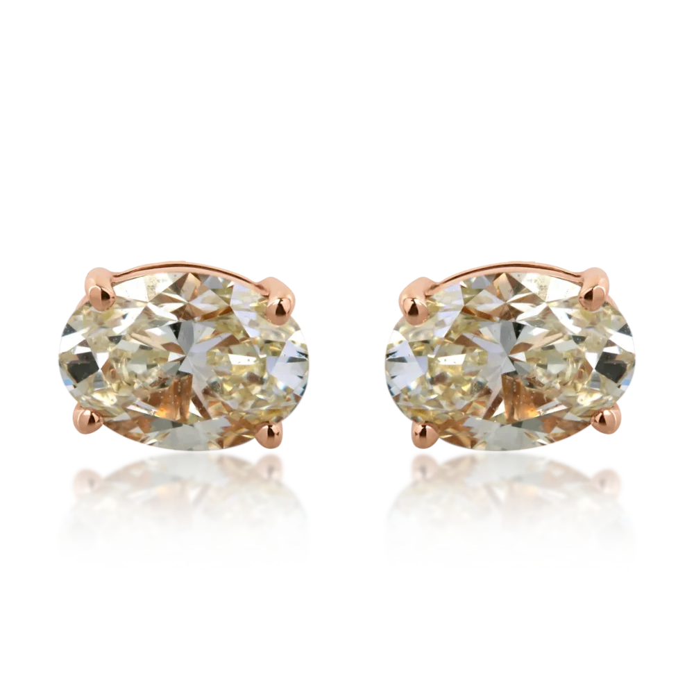 Cercei din aur roz cu diamante ovale si round de 2.29ct - imagine 4