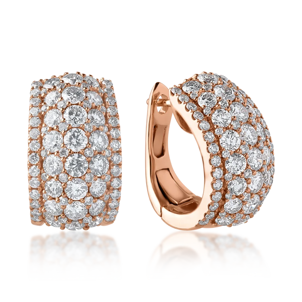 Cercei din aur roz cu diamante de 3.02ct