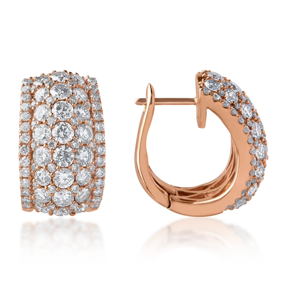 Cercei din aur roz cu diamante de 3.02ct - imagine 3