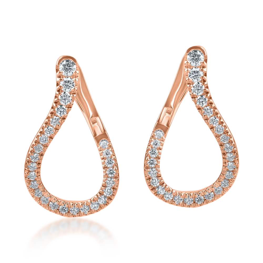 Cercei din aur roz cu diamante microsetting de 0.7ct - imagine 2