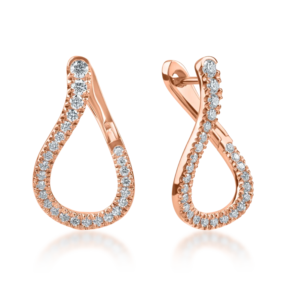 Cercei din aur roz cu diamante microsetting de 0.7ct