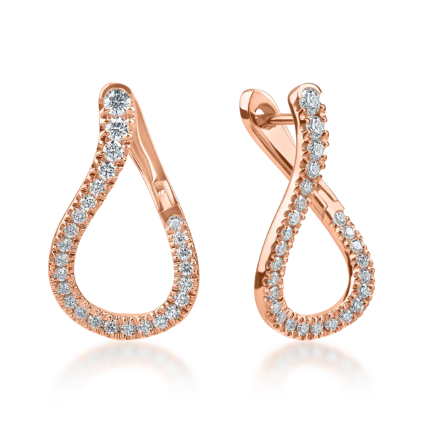 Cercei din aur roz cu diamante microsetting de 0.7ct