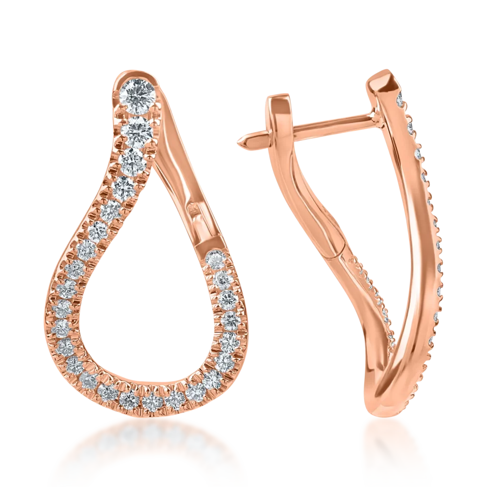 Cercei din aur roz cu diamante microsetting de 0.7ct - imagine 3