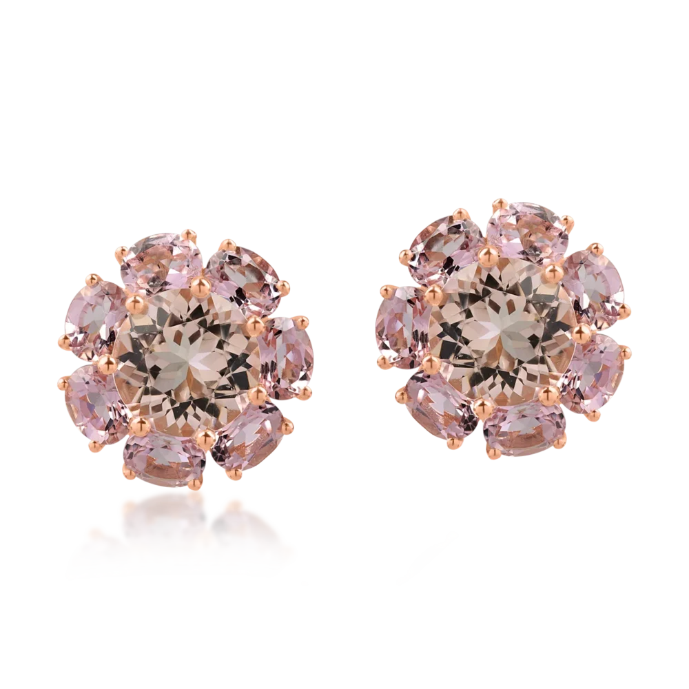 Cercei din aur roz cu morganite de 4.6ct si turmaline roz de 5.1ct - imagine 2