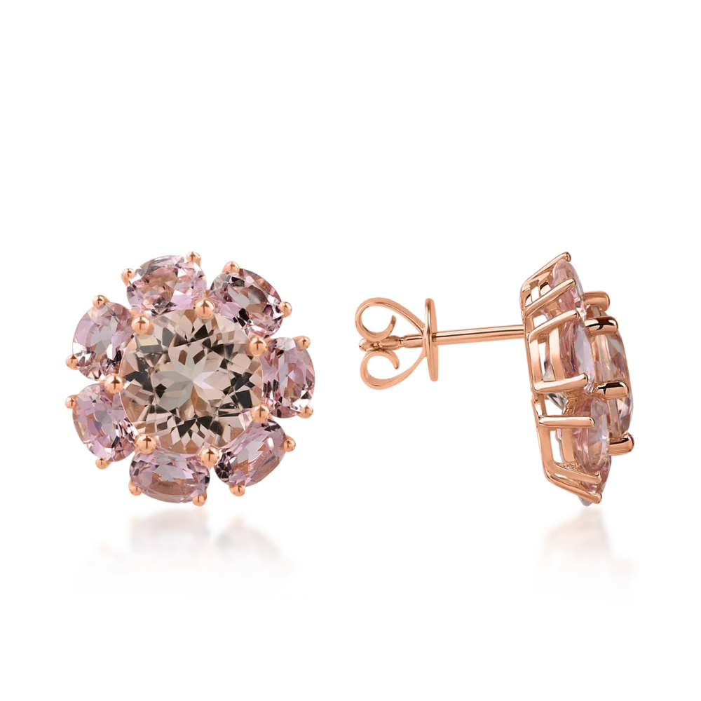 Cercei din aur roz cu morganite de 4.6ct si turmaline roz de 5.1ct - imagine 3