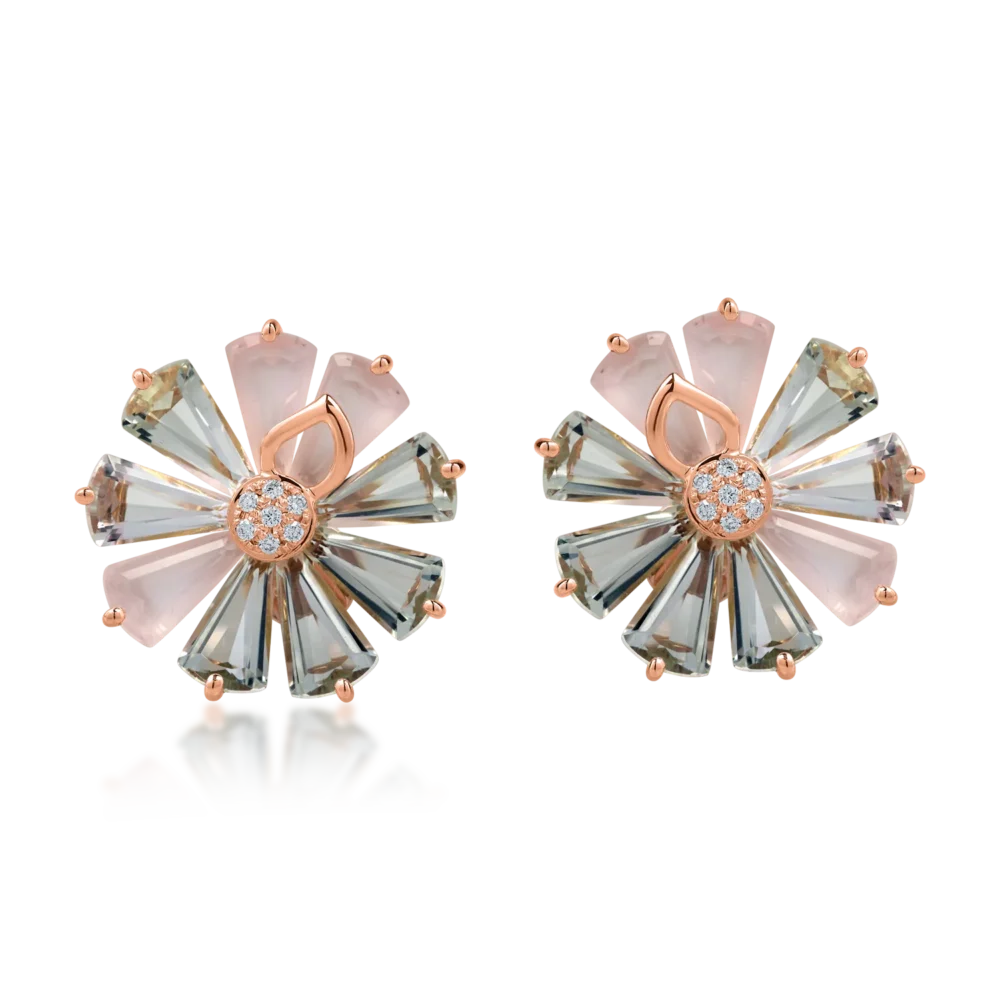 Cercei din aur roz cu pietre pretioase si semipretioase de 12.6ct - imagine 2