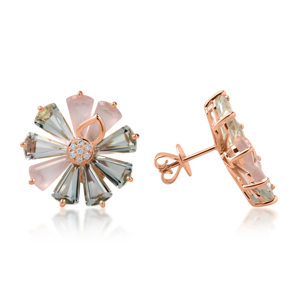 Cercei din aur roz cu pietre pretioase si semipretioase de 12.6ct - imagine 3