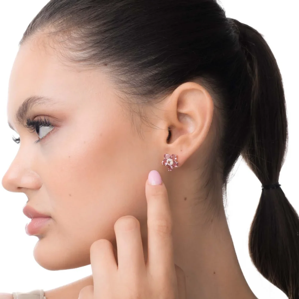 Cercei din aur roz cu pietre pretioase si semipretioase de 4.6ct - imagine 4