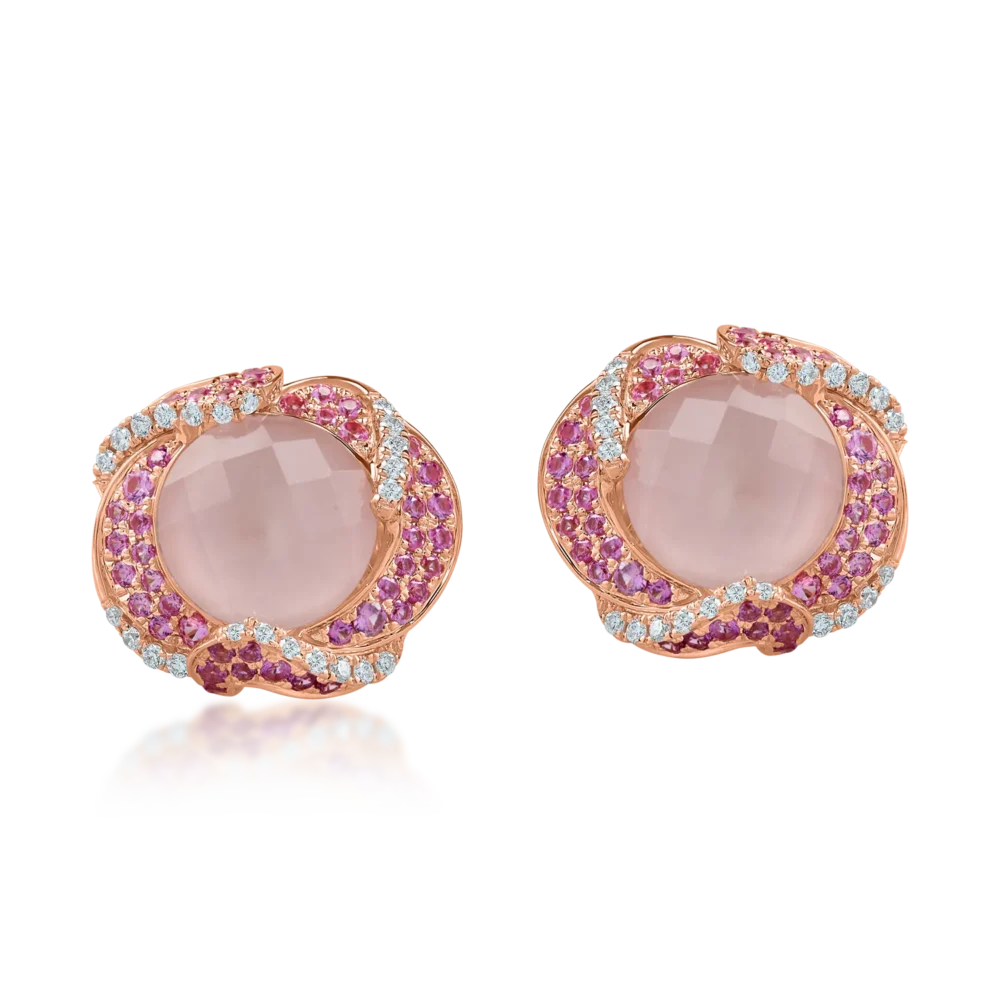 Cercei din aur roz cu pietre pretioase si semipretioase de 6.6ct - imagine 2
