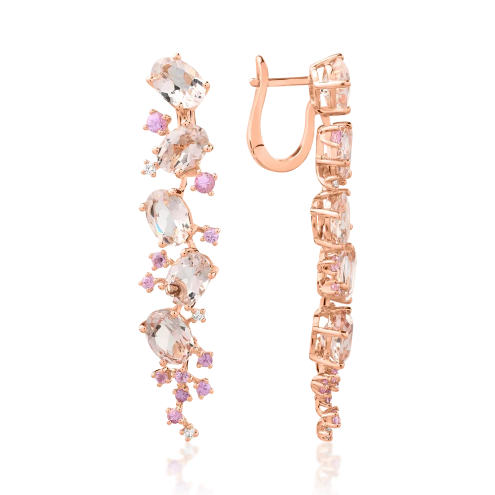 Cercei din aur roz cu pietre pretioase si semipretioase de 7.4ct - imagine 3