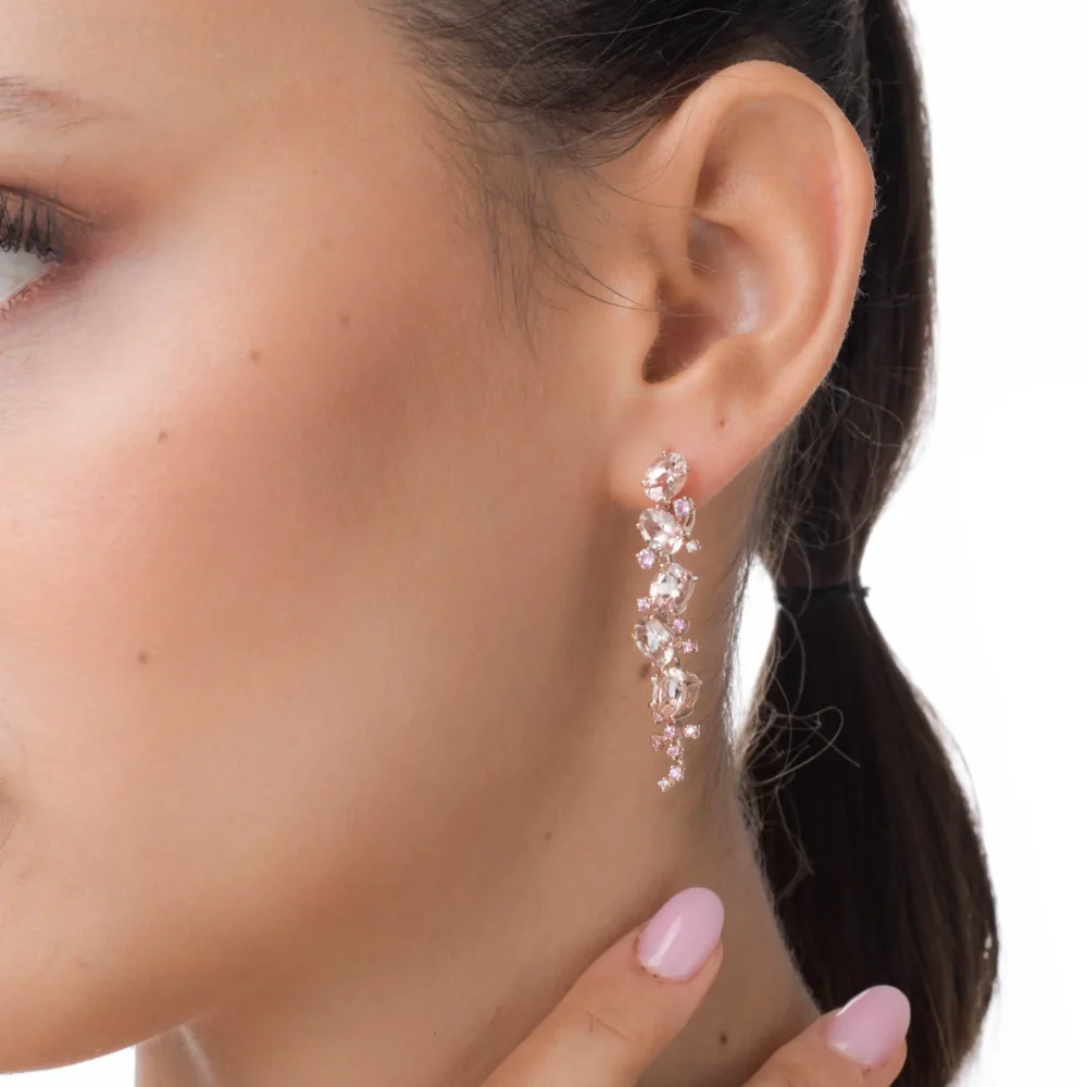 Cercei din aur roz cu pietre pretioase si semipretioase de 7.4ct - imagine 4