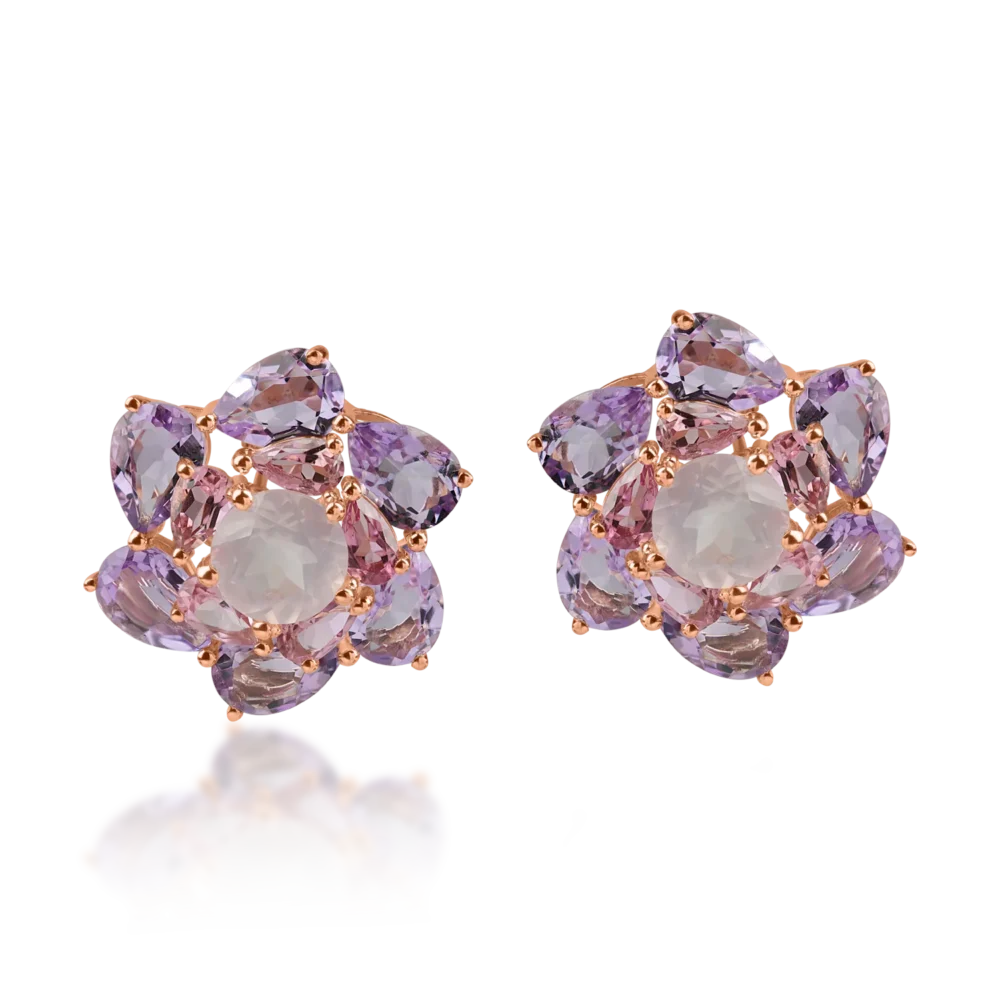 Cercei din aur roz cu pietre semipretioase de 11.5ct - imagine 2