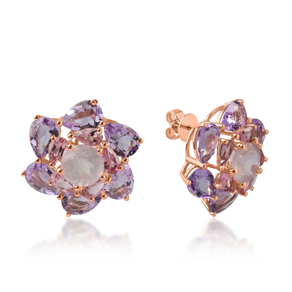 Cercei din aur roz cu pietre semipretioase de 11.5ct