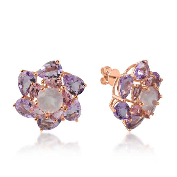 Cercei din aur roz cu pietre semipretioase de 11.5ct