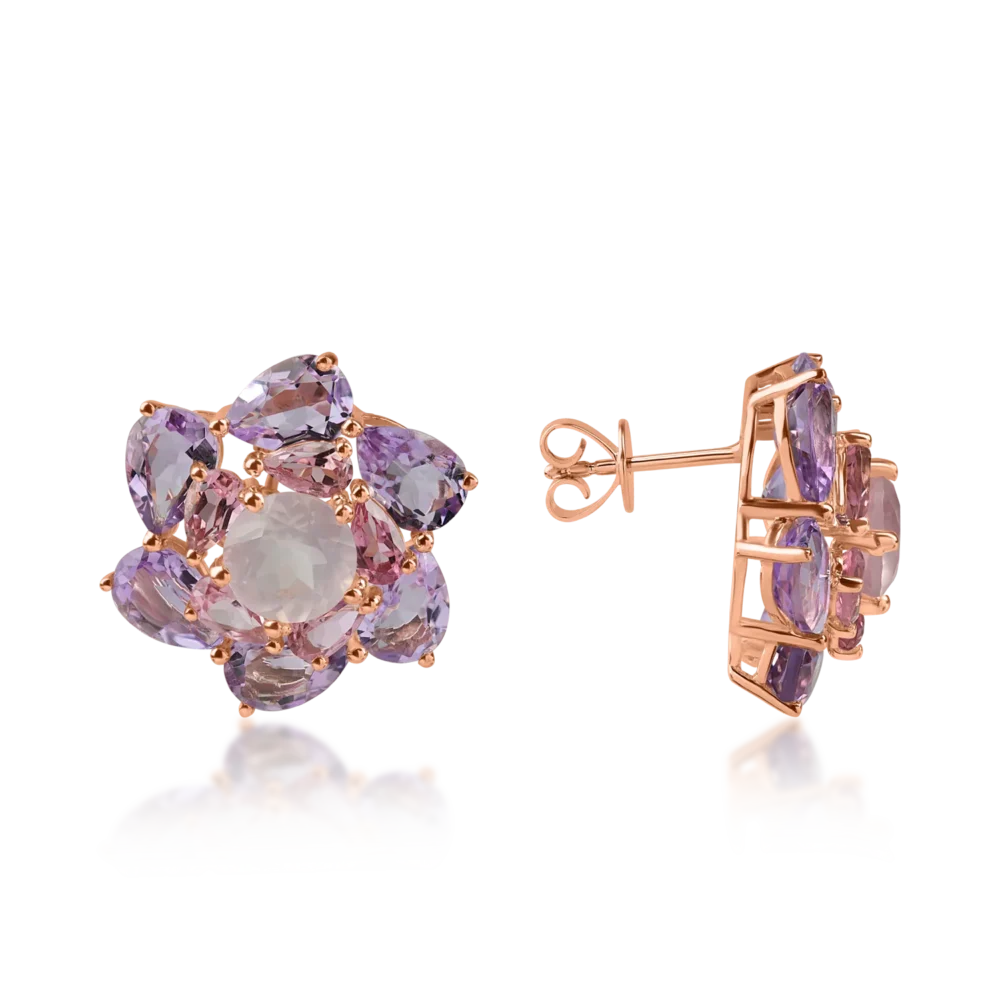 Cercei din aur roz cu pietre semipretioase de 11.5ct - imagine 3