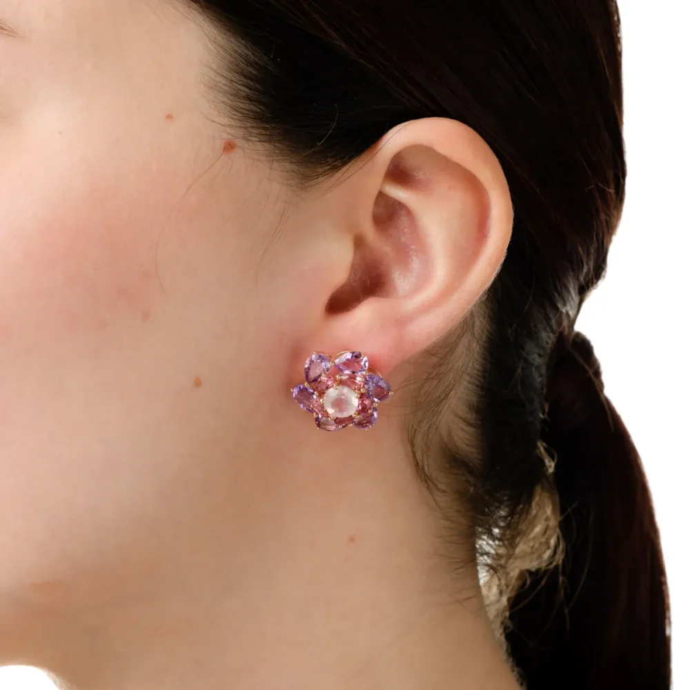 Cercei din aur roz cu pietre semipretioase de 11.5ct - imagine 4