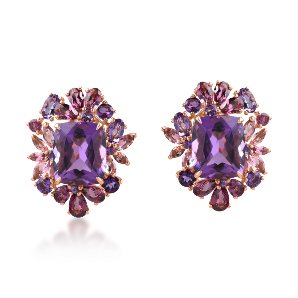 Cercei din aur roz cu pietre semipretioase de 19.6ct - imagine 2