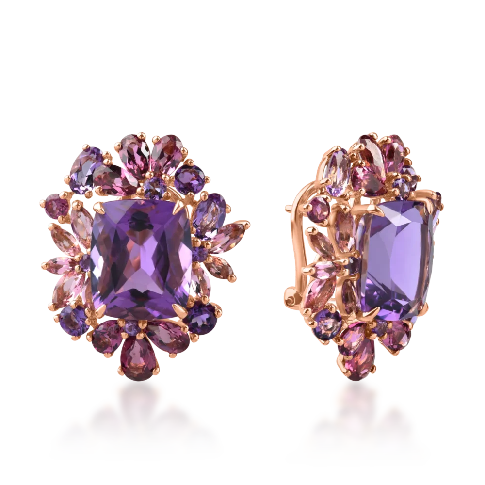 Cercei din aur roz cu pietre semipretioase de 19.6ct