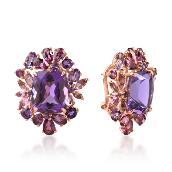 Cercei din aur roz cu pietre semipretioase de 19.6ct