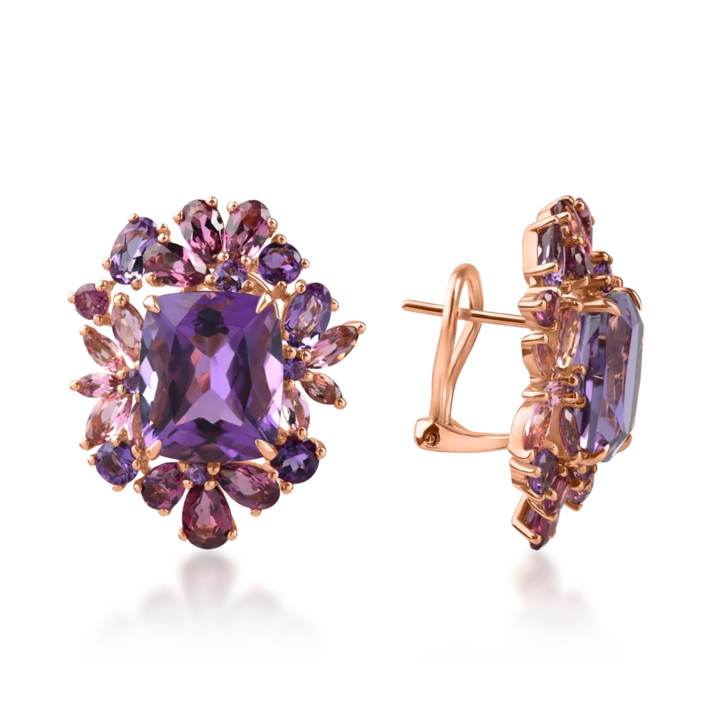 Cercei din aur roz cu pietre semipretioase de 19.6ct - imagine 3