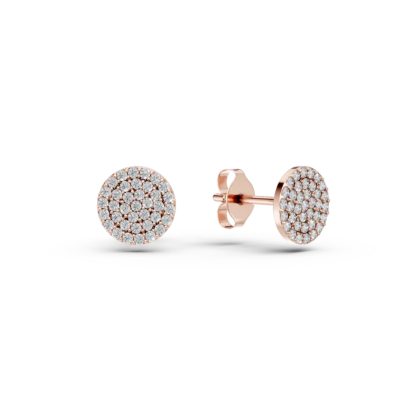 Cercei din aur roz cu zirconia microsetting